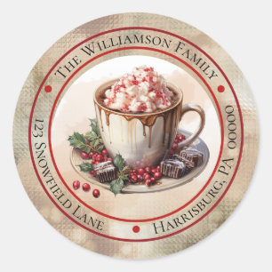 Sticker Rond Christmas Holiday Hot Cocoa Circle Retour Adresse