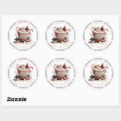 Sticker Rond Christmas Holiday Watercolor Festive Mug Candy (Feuille)