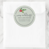 Sticker Rond Christmas Holly Berries We've Moved New Address (Sac)