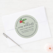 Sticker Rond Christmas Holly Berries We've Moved New Address (Enveloppe)