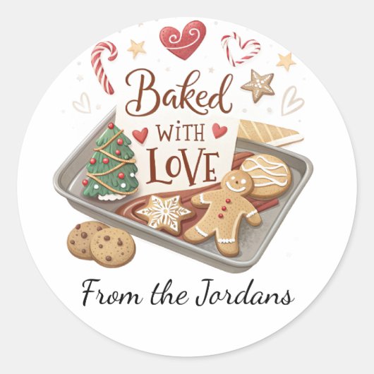 Sticker Rond Christmas Holly Berry Homemade Baking Classic (Devant)