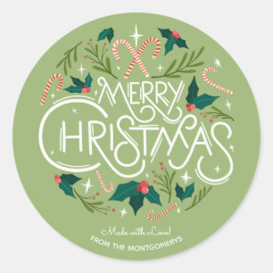 Sticker Rond Christmas Holly Berry Restauration maison