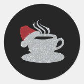 Sticker Rond Christmas Hot Coffee Cup Santa's Hat Xmas Holidays (Devant)