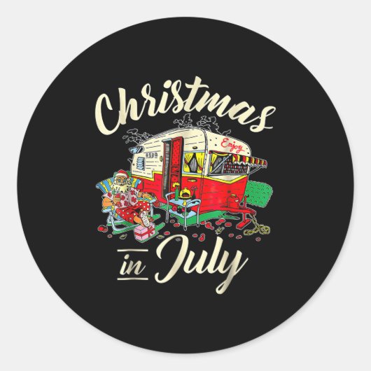 Sticker Rond Christmas In July Hipe Rv Camng Camng Lover (Devant)