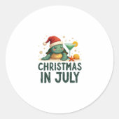 Sticker Rond Christmas In July Turtle Summer Xmas Tortoise Wome (Devant)