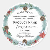 Sticker Rond Christmas jam ingredient Label with wreath (Devant)