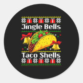 Sticker Rond Christmas Jingle Bells Taco Shells Funny Family Ug (Devant)