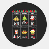 Sticker Rond Christmas Jolly Syllables Teacher Students Funny S (Devant)
