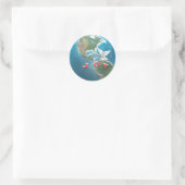 Sticker Rond Christmas JOY White Dove sur Globe (Sac)