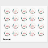 Sticker Rond Christmas Joy Wreath Name Handwritten Script (Feuille)