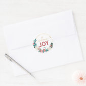 Sticker Rond Christmas Joy Wreath Name Handwritten Script (Enveloppe)
