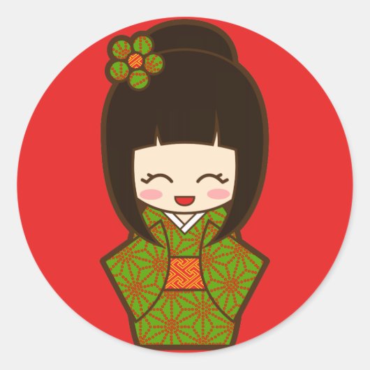 Sticker Rond Christmas Kokeshi (Devant)