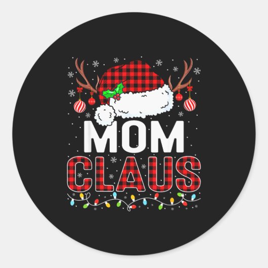 Sticker Rond Christmas Lights Mom Claus Family Matching Xmas Pa (Devant)