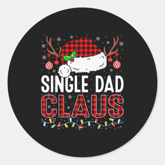 Sticker Rond Christmas Lights Single Dad Claus Family Matching (Devant)
