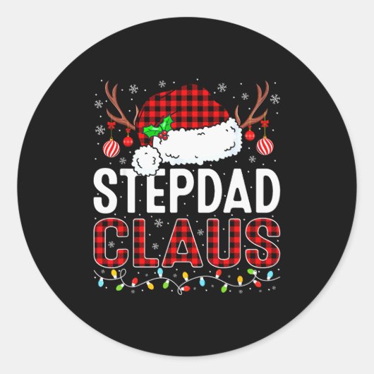Sticker Rond Christmas Lights Stepdad Claus Family Matching Xma (Devant)