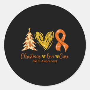Sticker Rond Christmas Love Cure Orange Ribbon Sensibilisation