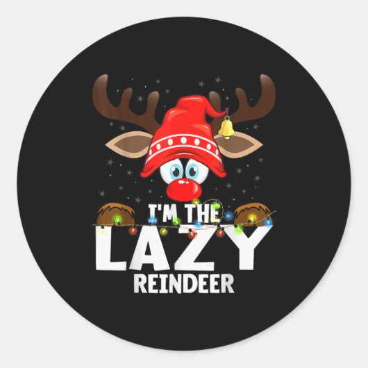 Sticker Rond Christmas Matching I'm The Lazy Reindeer (Devant)