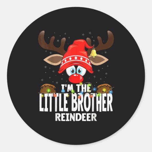 Sticker Rond Christmas Matching I'm The Little Brother Reindeer (Devant)
