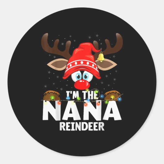 Sticker Rond Christmas Matching I'm The Nana Reindeer (Devant)