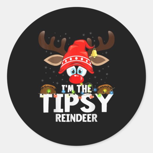 Sticker Rond Christmas Matching I'm The Tipsy Reindeer (Devant)