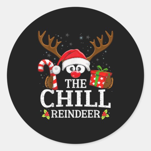 Sticker Rond Christmas Matching The Chill Reindeer Family  (Devant)
