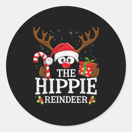 Sticker Rond Christmas Matching The Hipe Reindeer Family  (Devant)