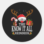 Sticker Rond Christmas Matching The Know It All Reindeer Family (Devant)