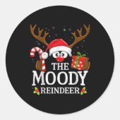 Sticker Rond Christmas Matching The Moody Reindeer Family (Devant)