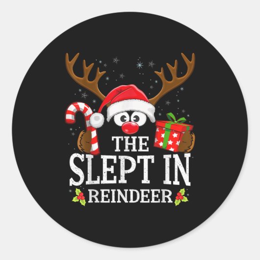 Sticker Rond Christmas Matching The Slept In Reindeer Family (Devant)