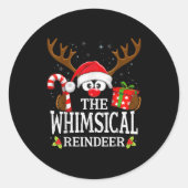Sticker Rond Christmas Matching The Whimsical Reindeer Family  (Devant)
