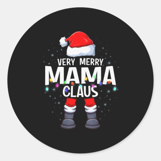 Sticker Rond Christmas Matching Very Merry Mama Claus Pjs (Devant)
