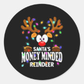 Sticker Rond Christmas Men Women Santa's Money Minded Reindeer (Devant)