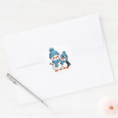 Sticker Rond Christmas Merry Christmas For Gift Penguin Snowman (Enveloppe)