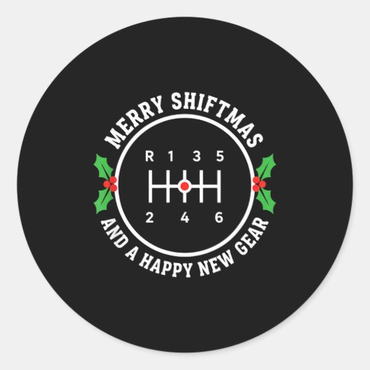 Sticker Rond Christmas Merry Shiftmas And A Happy New Manual Sh (Devant)