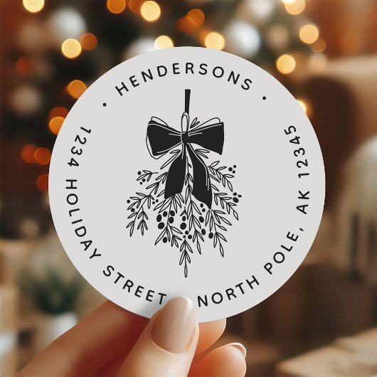 Sticker Rond Christmas Mistletoe Bough Adresse de retour