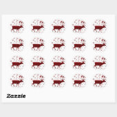Sticker Rond Christmas Moose, Deer, elk, caribou, red plaids (Feuille)