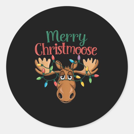 Sticker Rond Christmas Moose Merry Christmoose Men Women (Devant)
