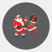 Sticker Rond Christmas Mr Santa Mrs Claus Dancing African Ameri (Devant)
