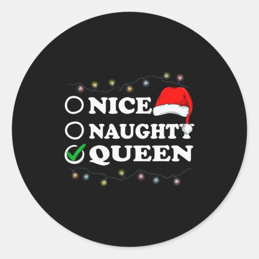 Sticker Rond Christmas Nice Or Naughty Or Queen Pajama  (Devant)