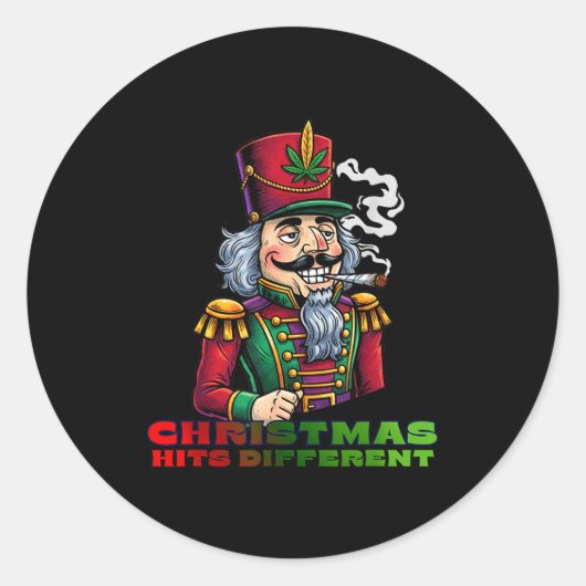 Sticker Rond Christmas Nutcracker Christmas Hits Different  (Devant)