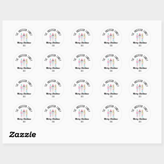 Sticker Rond Christmas Nutcracker Pastel Personalized Name (Feuille)