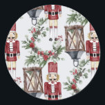 Sticker Rond Christmas nutcrackers and lanterns<br><div class="desc">Le "Watercolor painting" ou les décorations traditionnelles chrétiennes avec des utilitaires,  des cruaths et des lanterns.</div>