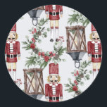 Sticker Rond Christmas nutcrackers and lanterns<br><div class="desc">Le "Watercolor painting" ou les décorations traditionnelles chrétiennes avec des utilitaires,  des cruaths et des lanterns.</div>