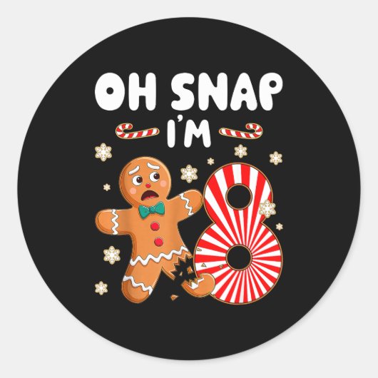 Sticker Rond Christmas Oh Snap 8 Year Old Gingerbread Man 8th B (Devant)