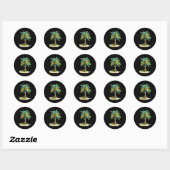 Sticker Rond Christmas Palm Tree Light Hawaiian Trocal Xmas Men (Feuille)