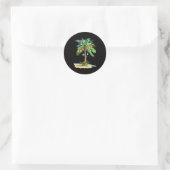 Sticker Rond Christmas Palm Tree Light Hawaiian Trocal Xmas Men (Sac)