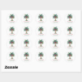 Sticker Rond Christmas Palm Tree Light Retourner l'adresse Étiq (Feuille)