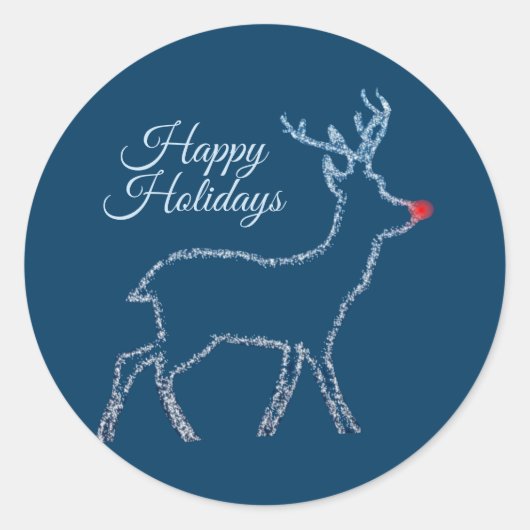 Sticker Rond Christmas Party Reindeer Blue Sky Rustic Elegant (Devant)