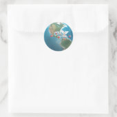 Sticker Rond Christmas PEACE White Dove on Globe (Sac)