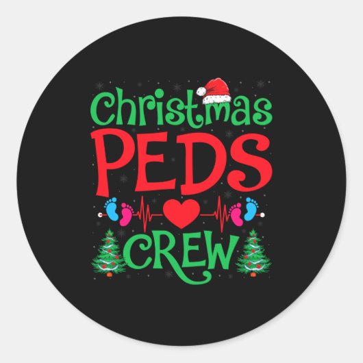 Sticker Rond Christmas Peds Crew Santa Hat Xmas Tree Pediatric  (Devant)